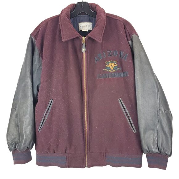 Vintage ARIZONA JEAN COMPANY Jacket Mens Small Red Leather Wool Varsity Quilted - Picture 4 of 9